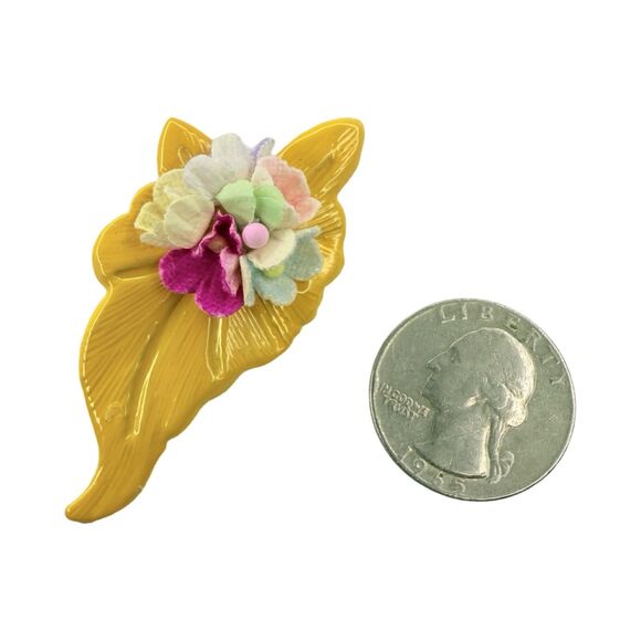 Yellow Flower Bouquet Statement Earrings 2.5" Floral Spray Spring Summer - Picture 7 of 8